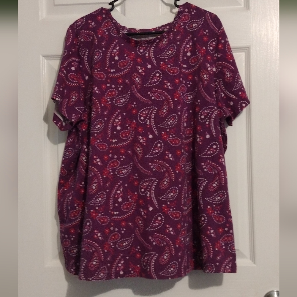 Woman Within Purple Paisley Short Sleeve Tee